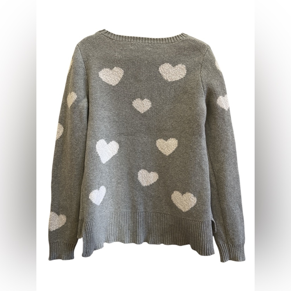 Christian Siriano Heart Print Sweater Valentine Gray Cotton Size L - Picture 2 of 4